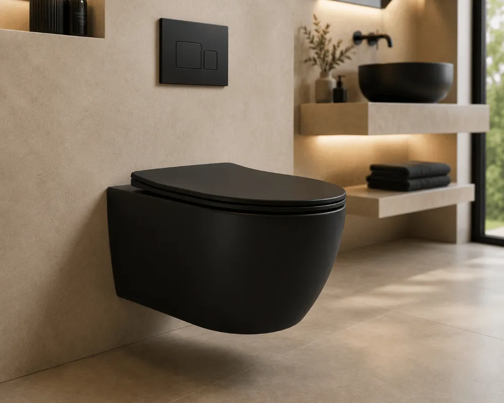 D&N Sanitary Toledo, wall-hung toilet, black