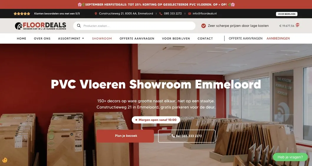 Showroom page, hero